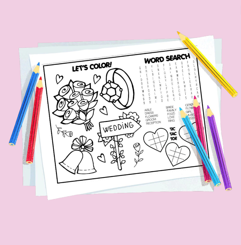 Kids Wedding Coloring Pages Digital FIle