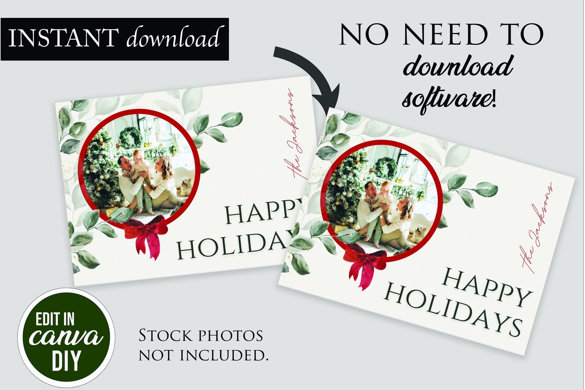 Photo Christmas Card Template | Editable Christmas Card | Instant Download | Minimalist Christmas Card | Merry Christmas | Editable Template