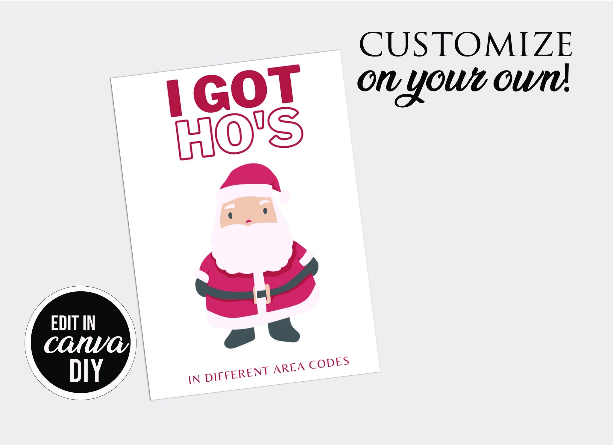 Photo Christmas Card Template | Editable Christmas Card | Instant Download | Minimalist Christmas Card | Editable Template | I GOT HO'S